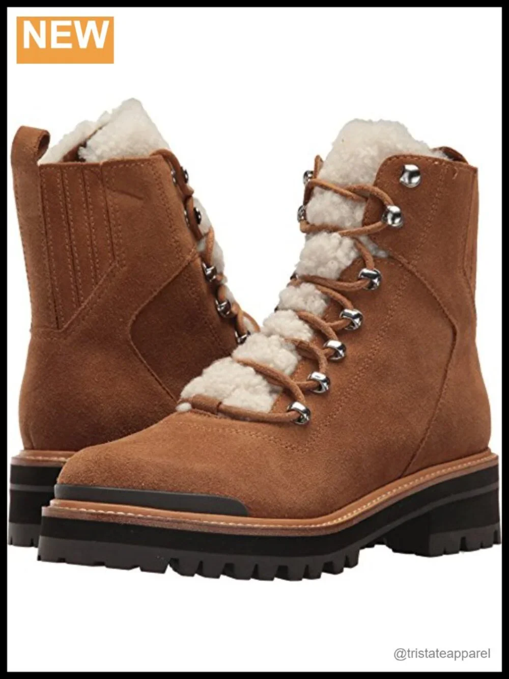Marc Fisher LTD Izzie Women's Shearling Lace Up Bootie Hiking Ankle Boot